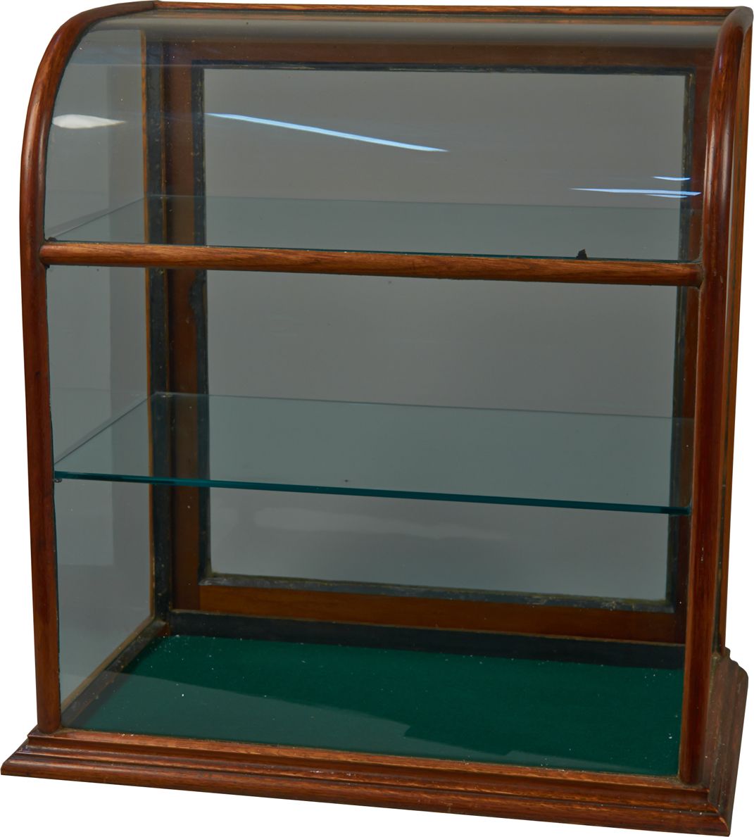 Curved Glass & Wood Countertop Display Showcase