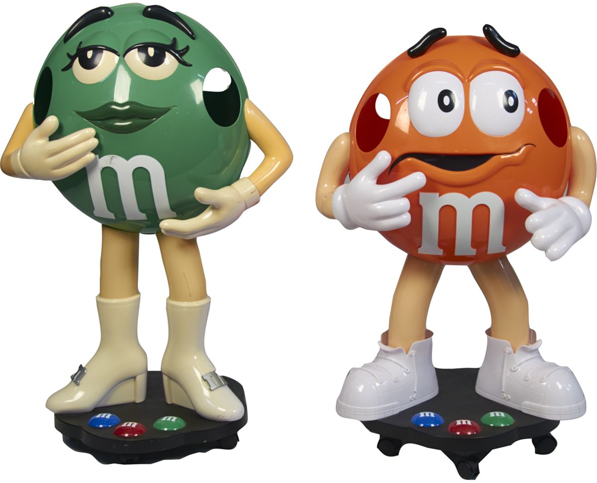 Lot Of 2 Plastic M&M Candy Store Display Figures