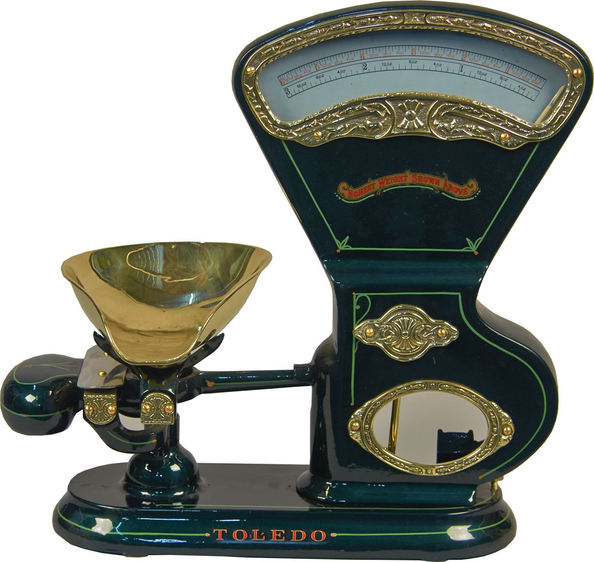Early Toledo 3 LB Countertop Fan Scale w/ Brass Scoop