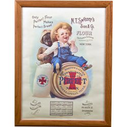 N.T. Swezey's Son & Co. Flour 1901 Calendar In Frame