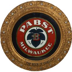 "Pabst Milwaukee" Round Reverse on Glass Beer Adver