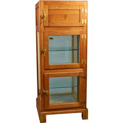 Early Wooden Royer Glass Display Ice Box Refrigerator
