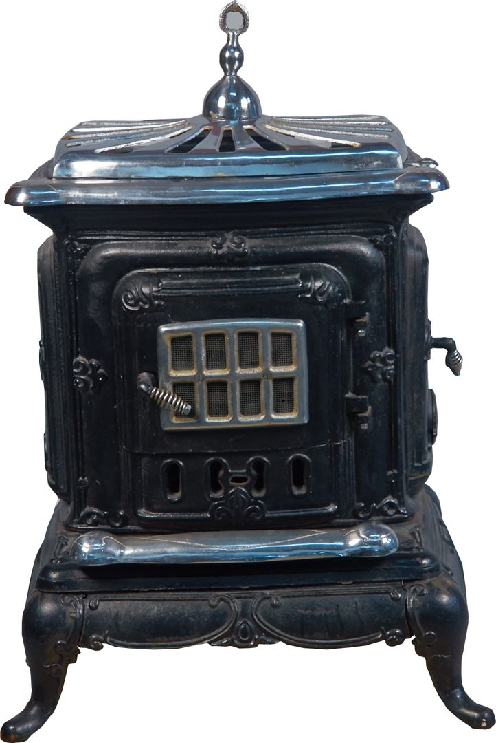 Antique Ornate CastIron Parlor Stove w/ Nickel Top