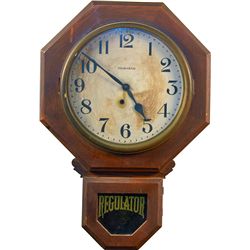 Antique Ingraham Regulator Wall Mount Wood Clock