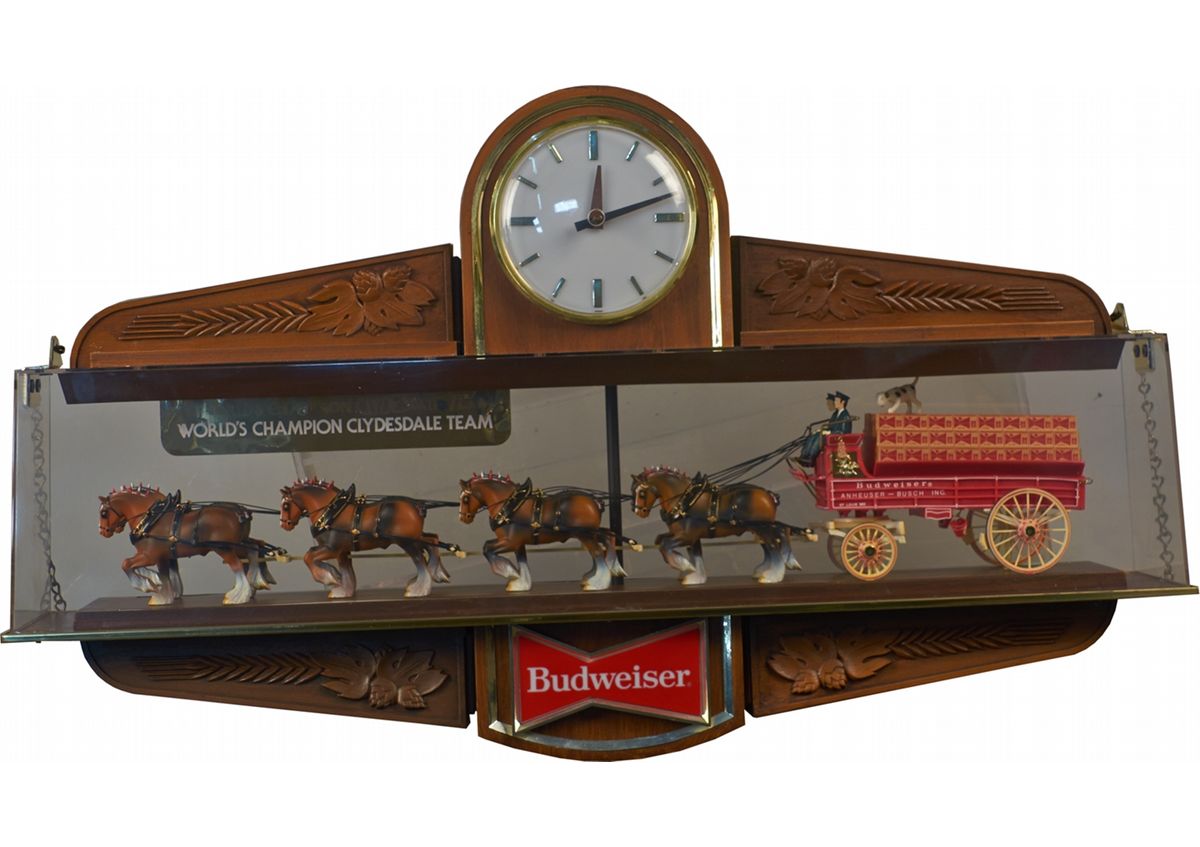 Budweiser Beer World's Champion Clydesdale Clock Sign