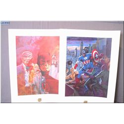 Two unframed limited edition prints including Captain America by artist Tom Palmer and Daredevil Mon