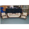 Image 1 : Three piece inlaid Edwardian parlour suite including settee and two arm chairs. Note: heavily inlaid
