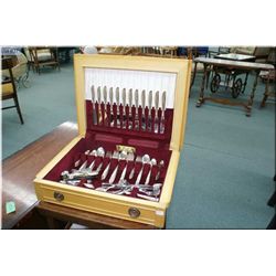 Canteen of Rogers Bros silver plate flatware  Lilac Time  including settings for twelve of dinner kn