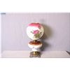 Image 1 : Antique banquet lamp with cast base and hand painted bowl and globe