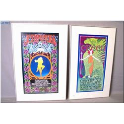 Two framed Bob Masse prints including Jethro Tull at Snug Harbour and Creed at the Desert Sky Pavili