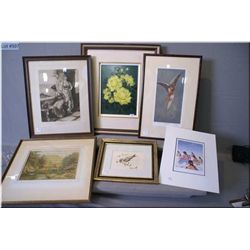 A selection of art work including two originals, a still-life and a bird, an unframed Cecile Youngfo