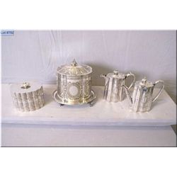 Selection of vintage silve rplate including small tea pot with matching hot water pot, a heavily cha