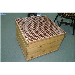 Interesting primitive style chest with cedar lining and tile top lid