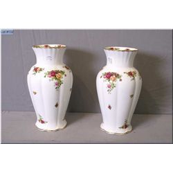 A pair of Royal Albert  Old Country Roses  vases 12  in height