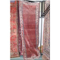 Iranian wool runner with overall geometric center surrounded by multiple borders 43  X 124 