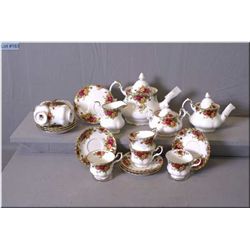 A Royal Albert  Old Country Roses  tea set including teapot, cream and lidded sugar, single serve te
