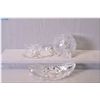 Image 1 : A selection of crystal including a footed rose bowl, celery bowl, plus a cream and sugar with tray
