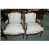 Image 1 : Two French style open arm parlour chairs with tasteful carving