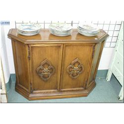 Semi- contemporary two door console table