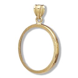 14K Gold Prong Diamond-Cut Coin Bezel - 22 mm