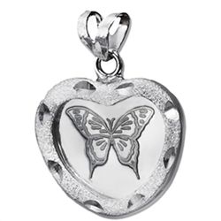 1/10 oz Silver Butterfly Pendant (Diamond Cut - Heart B
