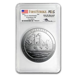 2011 5 oz Silver ATB Vicksburg MS-69 DMPL FS John Merca