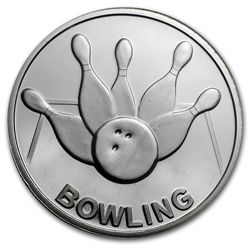 1 oz Bowling Silver Round (w/Gift Box &amp; Capsule)