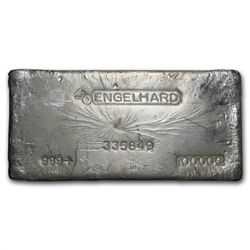 100 oz Engelhard Silver Bar (Bull Logo) .999 Fine