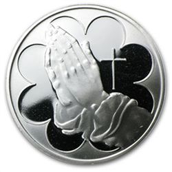 1 oz Praying Hands Silver Round (w/Box &amp; Capsule)