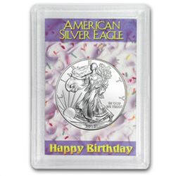 2014 1 oz Silver Eagle in Happy Birthday Design Harris