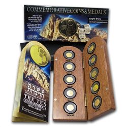 The 10 Commandments Medal Set .9999 Gold - Holy Land Mi