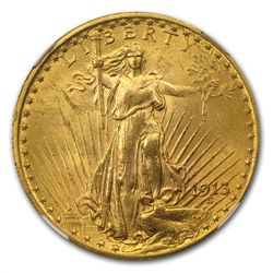 1913 $20 St. Gaudens Gold Double Eagle - MS-62 NGC