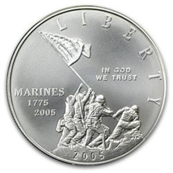 2005-P Marine Corps 230th Anniv. $1 Silver Commem MS-70