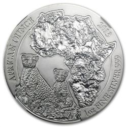 2013 1 oz Silver Rwanda African Cheetah MS-70 NGC