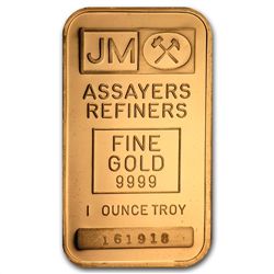 1 oz Johnson Matthey Gold Bar (Plain Back, No Assay .99
