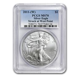 2011 (W) 1 oz Silver American Eagle MS-70 PCGS West Poi