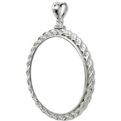Sterling Silver Screw Top Rope Polished Coin Bezel - 40