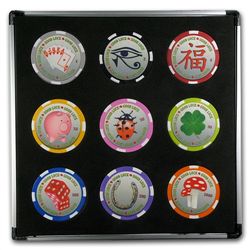 Palau $1 Good Luck Casino Coin Set - 9 Lucky Coins