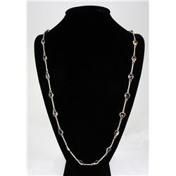 Smokey Topaz 76.80CT TubeLinks Silver Necklace 13.12g