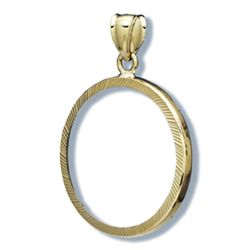 14K Gold Prong Diamond-Cut Coin Bezel - 32 mm