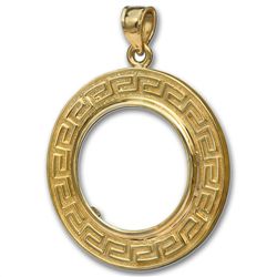 14K Gold Prong Greek Key Coin Bezel - 14 mm