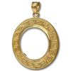 Image 1 : 14K Gold Prong Greek Key Coin Bezel - 14 mm