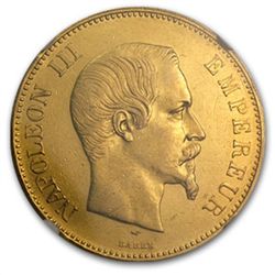 France 100 Franc Gold Napoleon III NGC AU-55 Random Dat