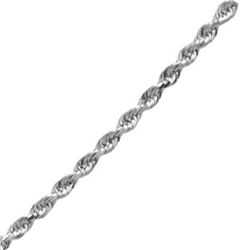 Diamond Cut Rope Sterling Silver Necklace - 24 in.