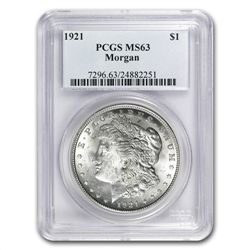 1921 Morgan Dollar P-D-S 3 Coin Set - MS-63 PCGS
