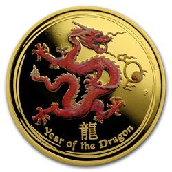 2012 1 oz Colored Proof Gold Lunar Year of the Dragon (