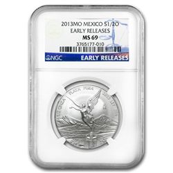 2013 1/2 oz Silver Libertad MS-69 NGC (ER) - Registry S
