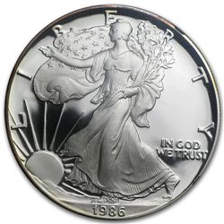 1986-S Proof Silver American Eagle PF-69 NGC (Retro Bla