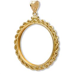 14K Gold Screw-Top Rope Polished Coin Bezel - 27 mm