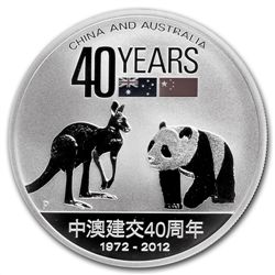 2012 1 oz Silver 40 Years of Friendship- China &amp; Au